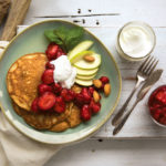 Coconut Pancakes with Strawberry-Mint Compote