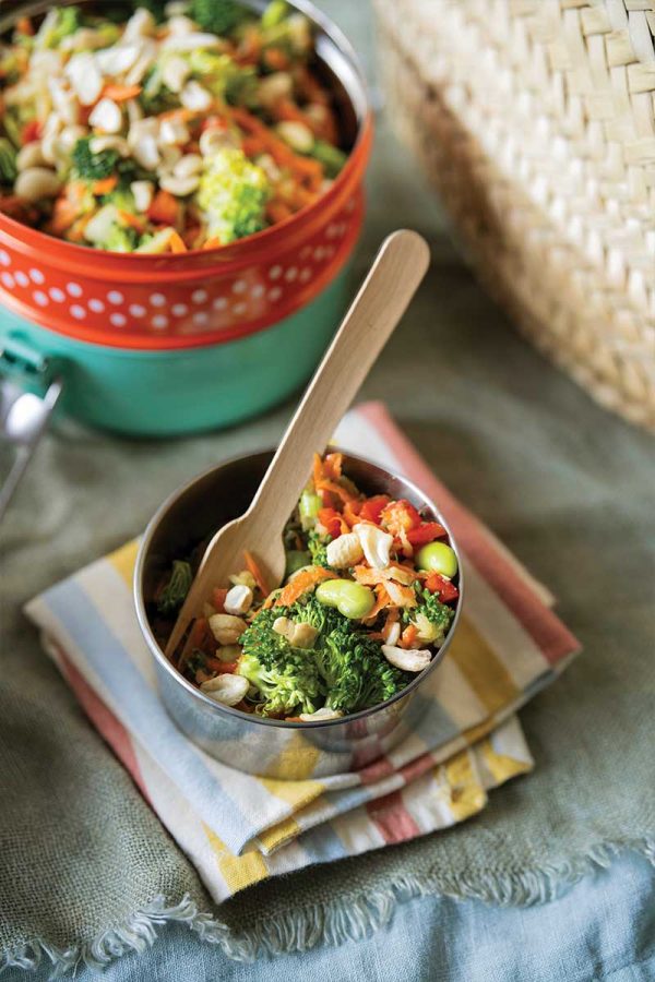 Broccoli and carrot slaw with miso dressing