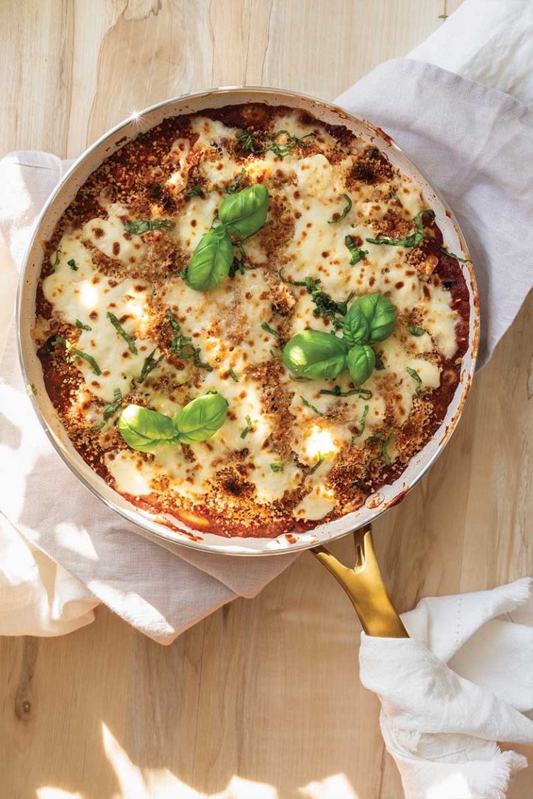 Skillet cannellini bean eggplant parmesan greek