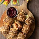 Rhubarb barbecue pulled chicken sliders