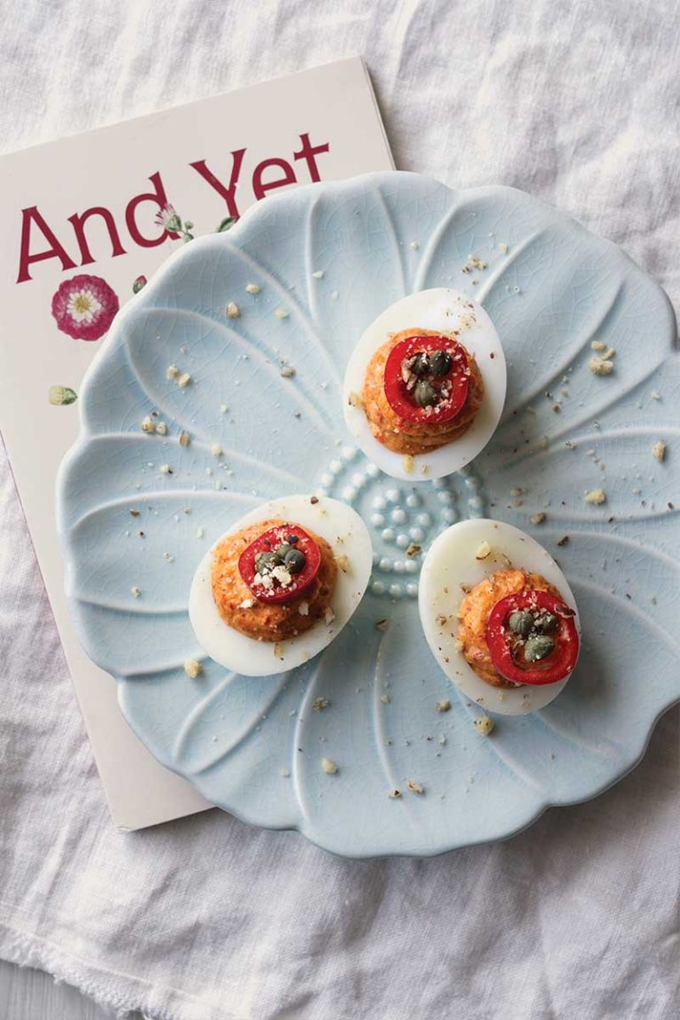 Romesco devilled eggs