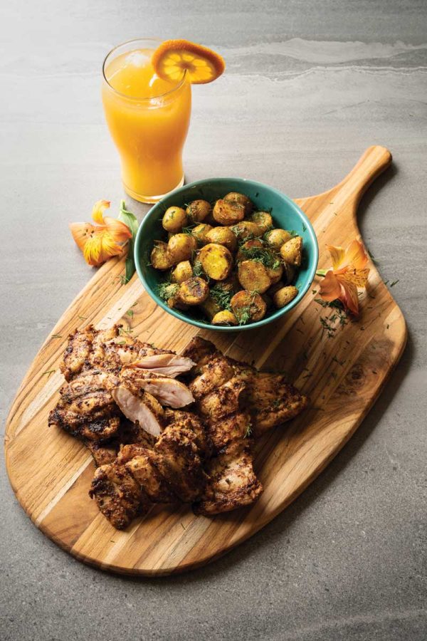 Harissa chicken and golden potatoes