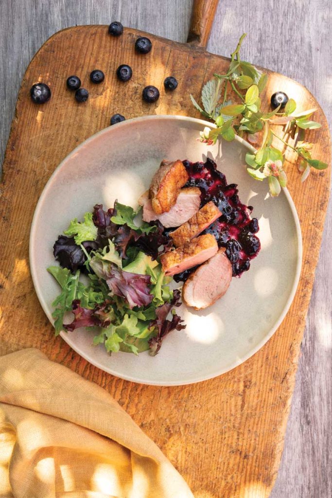 Ginger blueberry duck breast