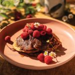 Raspberry and chamomile pancakes