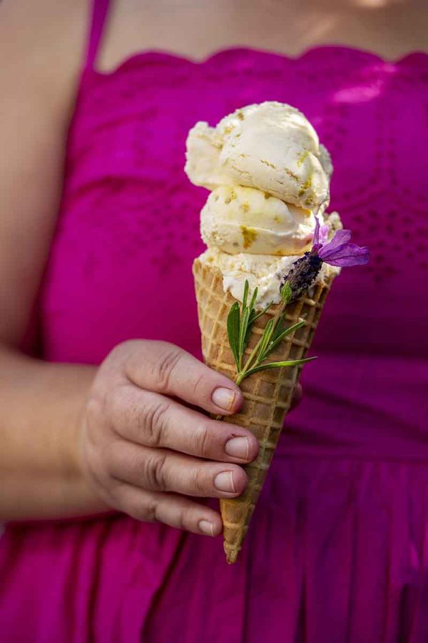Lavender honey and bee pollen ice cream