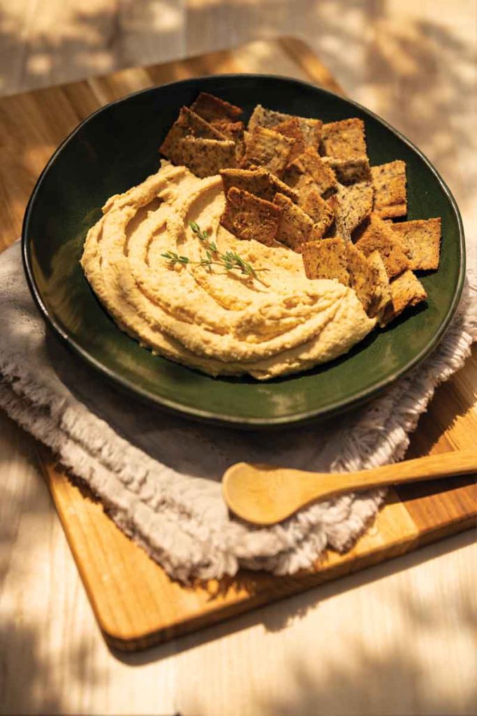Roasted garlic and sweet potato hummus