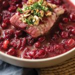 Cranberry poached halibut