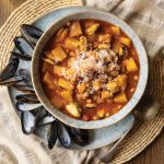 Mussel bean and pumpkin stew