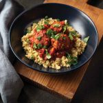 Tomato Braised Turkey Meatballs with Lemon-Scented Quinoa