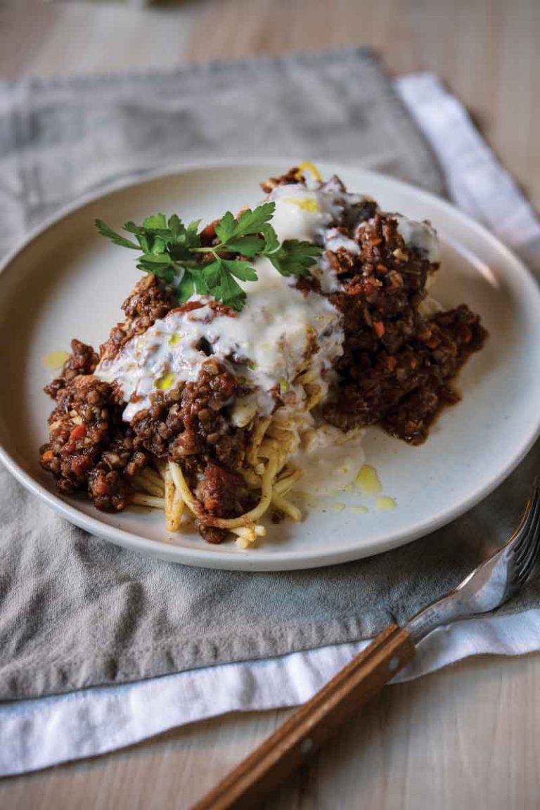 Creamy Pastitsio with Lentil Bolognese