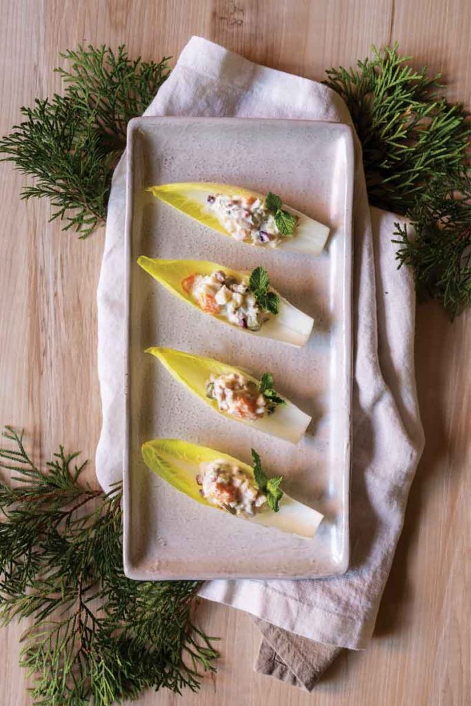Mandarin and Mint Waldorf Endive Boats