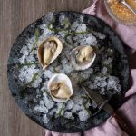 Raw Oysters with Pear and Black Pepper Mignonette