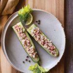 Salmon-Salad Cucumber Boats