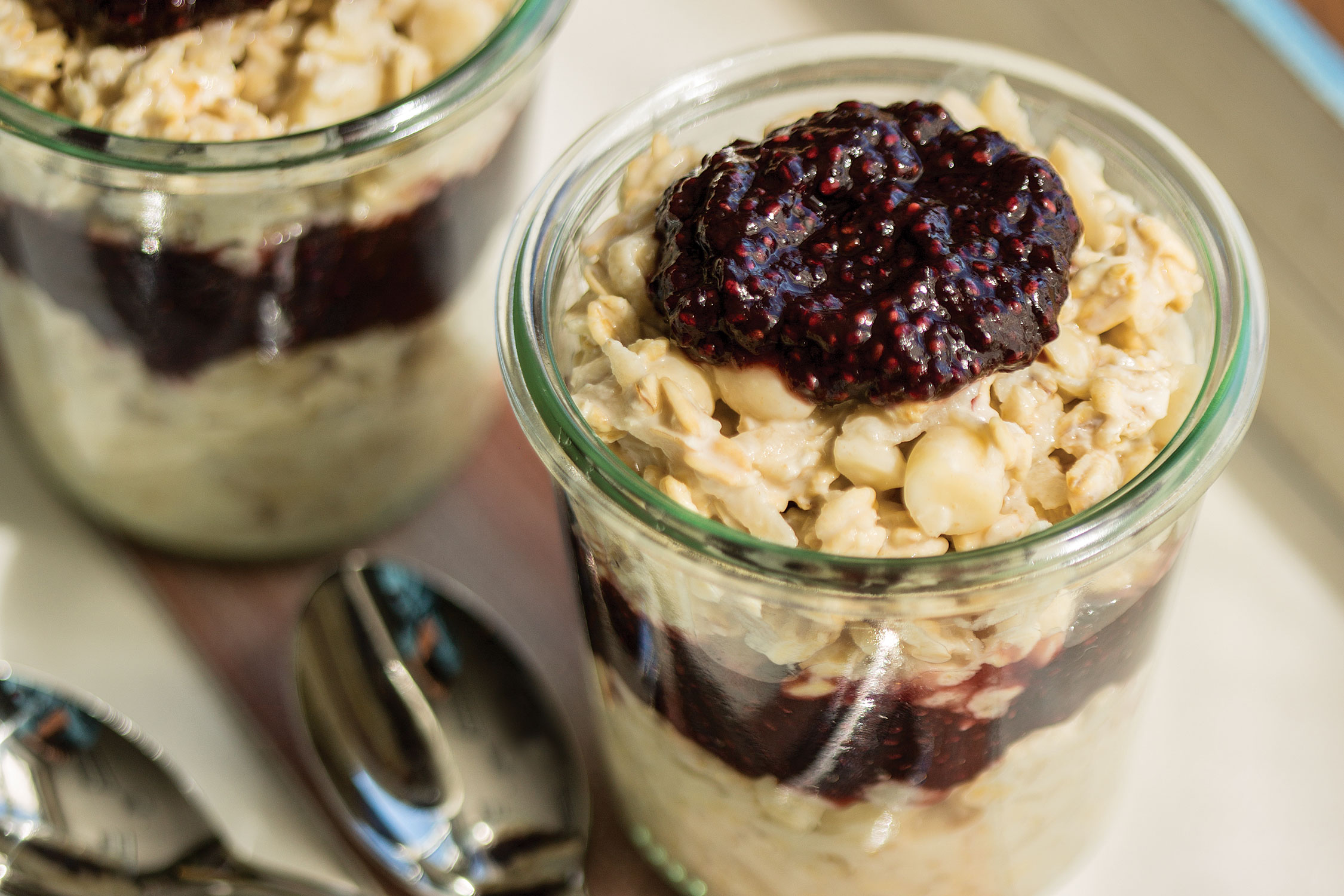 Overnight Muesli with Cherry Chia Jam - Delicious Living