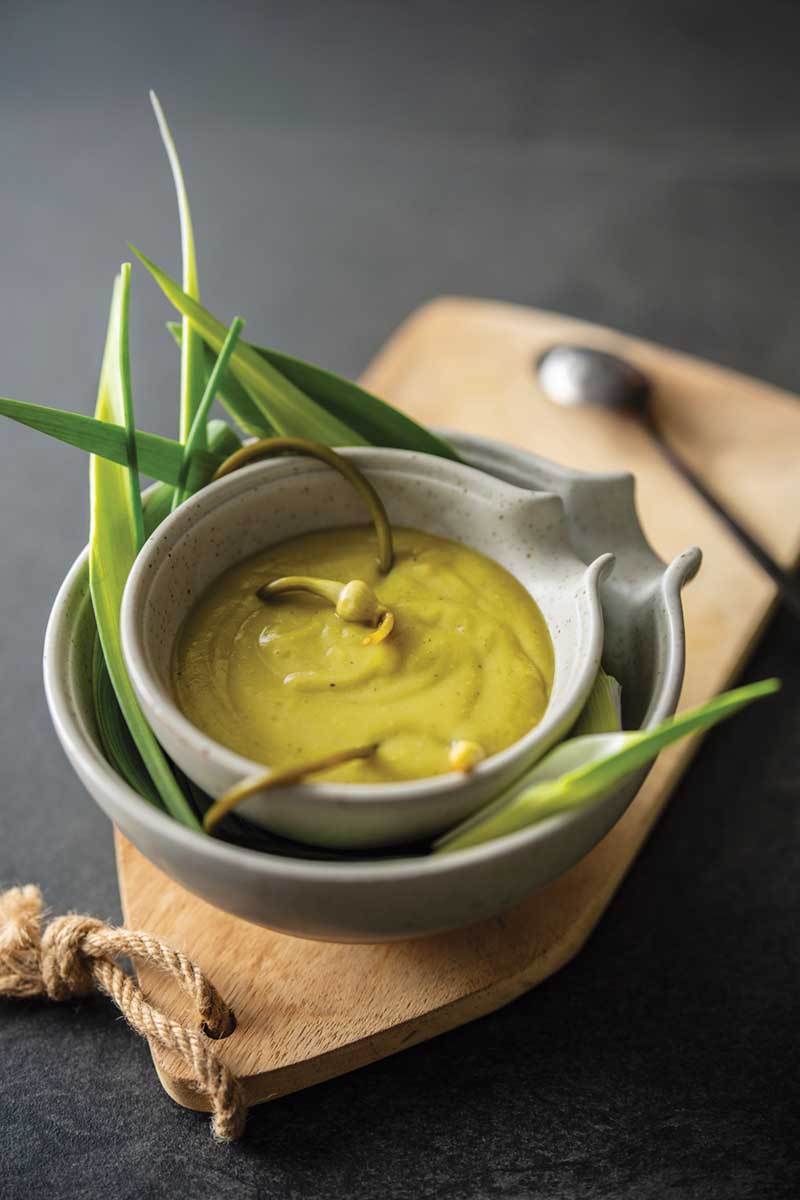 Leek, Charred Spring Onion, And Garlic Scape Soup - Delicious Living